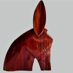 Stunning Mahogany Hand Carved Donkey/Horse. Made in Haiti. Stands 11” H